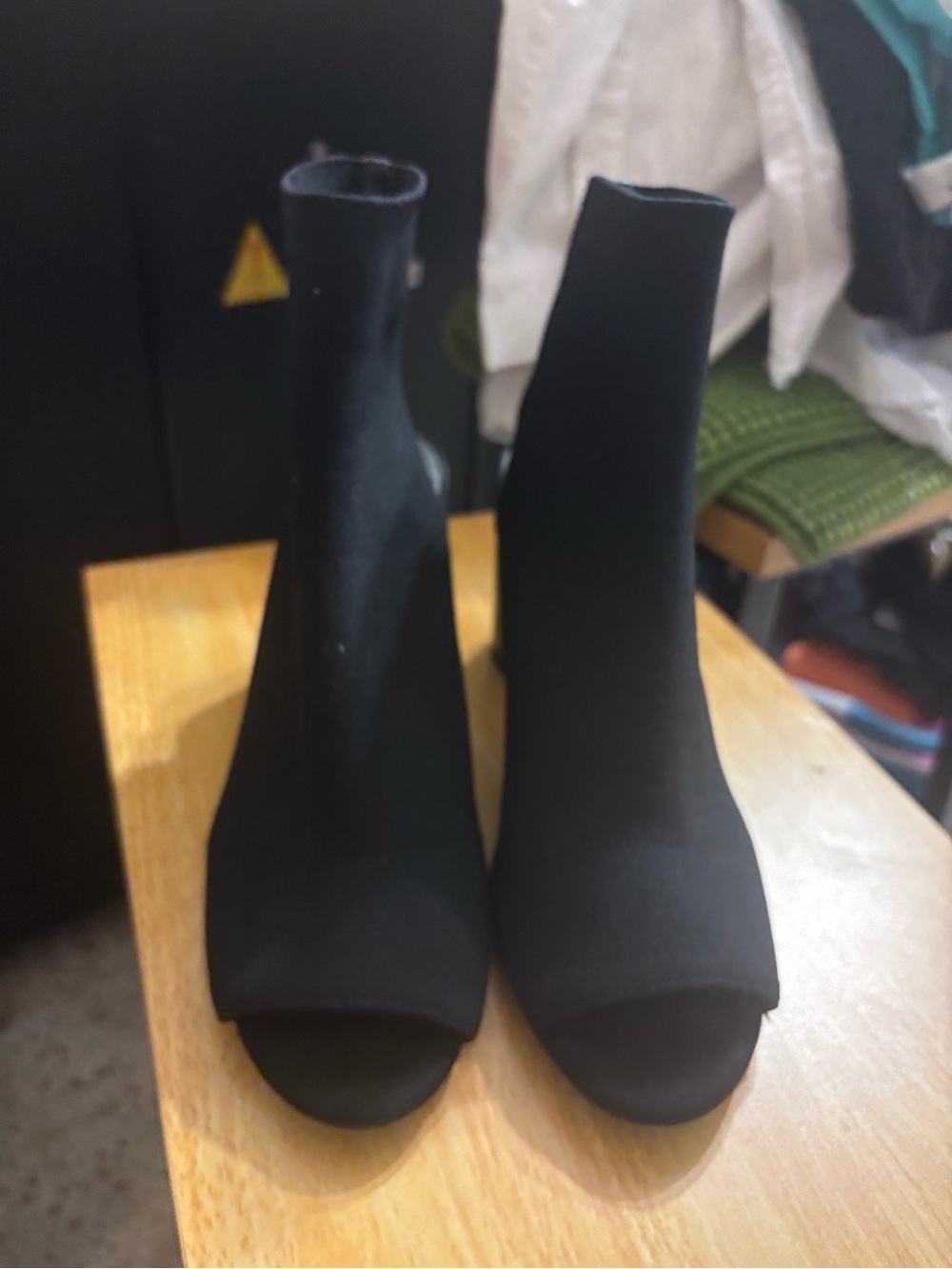Steve Madden black open-toe stretchy sock booties 9.5